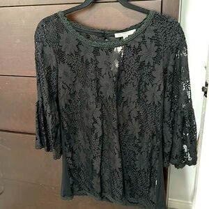 Black lacy top with tshirt back.